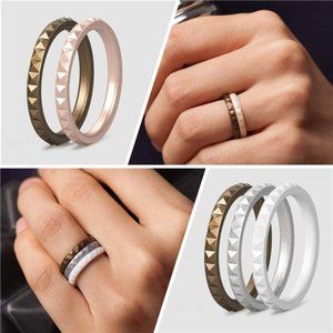 Diamond Pattern Silicone Wedding Bands for Women